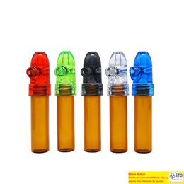 Wholesale 6pcs Bullet head small Glass bottle pill box snuff snorter bottlerolling machine shishahookah smoking pipe vaporizer W18C