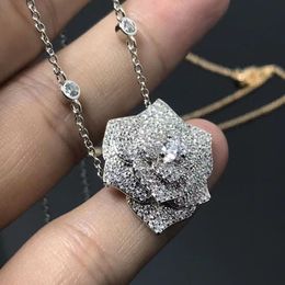 Enchanting Rose Blossom Necklace: Sparkling Alloy Pendant in Silver, Rose Gold, and Gold. Perfect for Valentine's Day. Adored by Ladies. 45cm+5cm Extender Chain