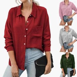 Women's Polos 2023 Spring/Summer Solid Colour Shirt Women's Vintage Pocket Europe And America High Quality Light