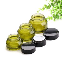 15g/30g/50g Green Glass Cream Jar Empty Refillable Cosmetic Lotion Lip Balm Eye Cream Body Facial Mask Makeup Sample Storage Container factory outlet