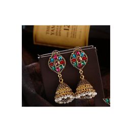 Dangle Chandelier Classic Ethnic Bohemia Jhumka Earrings Women Vintage Carved Turkish Gold Colour Tassel Indian Turkey Jewellery Ladi Dhadw