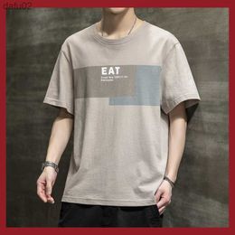 Men's T-Shirts 2023 summer new short-sleeved t-shirt men's trend loose and handsome half-sleeved t-shirt cotton round neck clothes men's wear L230515