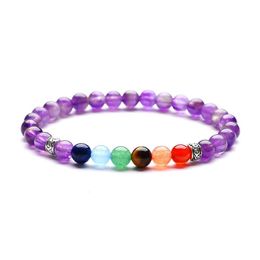 Beaded 10Pc/Set 7 Chakra Healing Nce 6Mm Beads Bracelet Yoga Life Energy Charm Natural Stone Jewelry Drop Delivery Bracelets Dh5Ny