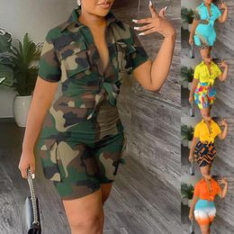 Women's Tracksuits Women's Fashion V Neck With Pocket Printing Set Boy Shorts Swimsuit Swim Suits Trunks