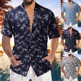 Men's T Shirts Mens Bodysuit Romper Men's Summer Fashion Shirt Leisure Seaside Beach Short Sleeve Printed Long Compression