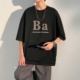 Men's T-Shirts Hip Hop T-Shirt Loose Sports Oversized 3XL T Shirt Black White 2023 Summer Short Sleeves Top Tees Tshirt P230516 good