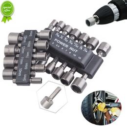 New 9/14pcs 5mm-13mm Hexagon Socket Set Nozzle Nut Driver Set Power Nut Driver Tool Screwdriver Set 1/4in Fixed Drill Bit Set Tools