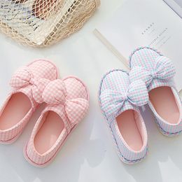 Slippers GLGL Plaid Female Bow Spring And Autumn Confinement Shoes Bag Heel Postpartum Thick-Soled Pregnant Women