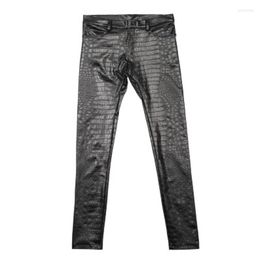 Men's Pants Mens Skinny Jeans Style 3d Printed PU Leather Crocodiles Skin Texture Fashion Punk Pencil Leggings Slim Fit Trousers