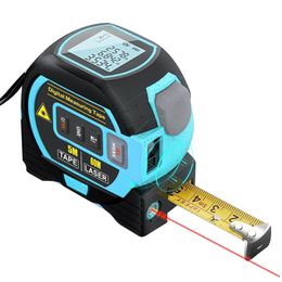 Tape Measures 3in1 Laser Rangefinder 5m Tape Measure Ruler LCD Display with Backlight Distance Meter Building Measurement Device Area Volumes 230516