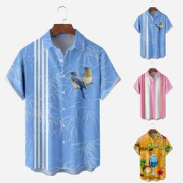 Men's T Shirts Tan Loose Men Flower Short Sleeved Shirt Men's Summer Beach Style Relaxed Casual Lazy Print Long Sleeve Metallic Blouse