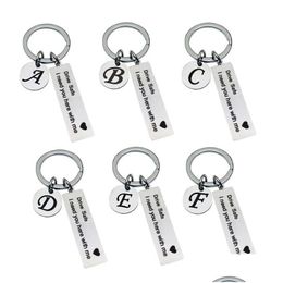 Key Rings Letter Drive Safe Ring Stainless Steel 26 English Initial Coin Tag Keychain Holders Women Men Fashion Jewellery Will Andsand Oty4T