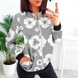 Women's Jackets Water Proof Snow Jacket For Women Loose Coat O Neck Zipper Long Sleeve Classic Floral Print Casual Top Daily