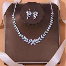 Necklace Earrings Set Stonefans Luxury Zircon And Jewellery For Women Christmas Gift Green Rhinestone Bridal Dubai