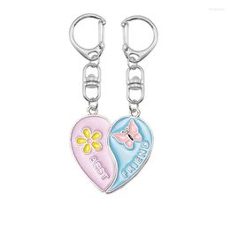 Keychains Keychain Friend Blue Pink Flower Butterfly Heart Letter Pendant 2023 Friendship Jewellery Gift