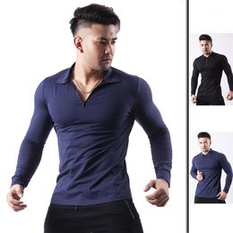 Men's Polos Pure Cotton Long-sleeved Shirt Casual Solid Colour Versatile High-quality Fashion Sports Lapel Black Top 2023