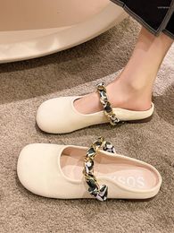 Slippers Female Shoes Ladies' Platform Low Cover Toe Loafers Luxury Slides 2023 Soft Flat Summer Designer Basic PU Rubber