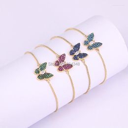 Link Bracelets 10PCS ZYZ176-1435 Fashion Butterfly Charm Connector Bracelet Micro Pave CZ Stones Girls Jewelry Gifts