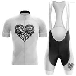 Racing Sets 2023 Heart Cycling Jersey Set Sport Team Bike Men Clothing Quick Dry Summer Sleeve Road Ride Shirt Bib Short Gel Pad