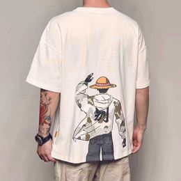 Men's T-Shirts Summer Japanese Style Men T-Shirts Anime Print High Quality Cotton Harajuku Women T Shirt Oversized Men Clothes Free Shipping P230516