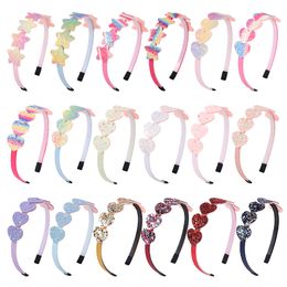 Candy Color Heart Star Hair Band Lovely Girls Princess Hairbands Fashion Headwear Kids Head Hair Accessories Ribbon Headbands 18 Colors