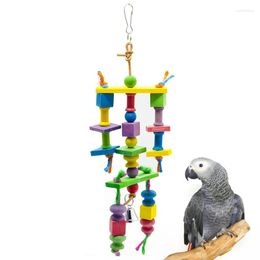 Other Bird Supplies Parrot Block Toy Wooden Tassels Multi-Layer Chewing Parakeet Bell Toys Educational Pet Product