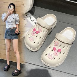 Summer sandals couple stepping on Faeces feeling non-slip slippers women's home indoor outdoor hole shoes platform cartoon sandals HA6332-4-02