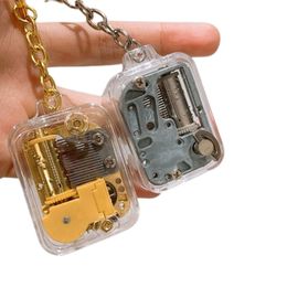 Unique Acrylic DIY Music Box Movement Keychain Toys Baby Handy Crank Musical Instrument Toy for Baby Birthday Gifts 2023