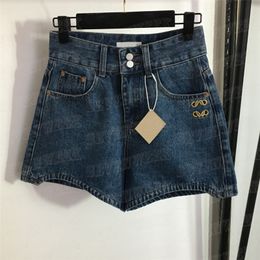 Embroidered Denim Shorts Pants For Women High Waist Designer Jeans Girl Lady INS Fashion Short Pant Clothes