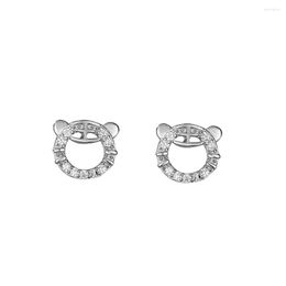 Stud Earrings S925 Sterling Silver Fashion Insert Diamond Adorable Tiger Earring Temperament Female Jewelry Ornaments