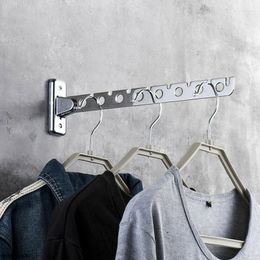 Hangers 6/8/10 Holes Laundry Hanger Dryer Rack Wall Mount Clothes Drying Stainless Steel Folding Clothe Organizer Space Save