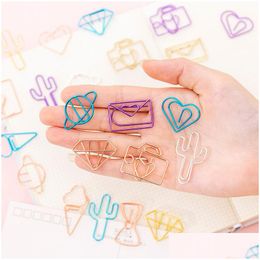 Pendant Necklaces Fashion Jewellery Creative Hollow Out Paper Clips Set Gold Cute Bookmark Clip Colour Office Supplies Drop Delivery Pen Dhiah