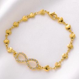 Link Bracelets 21cm 24K Gold Plated Charm Number 8 Shaped Anklet Ethiopia Africa India USA For Man Women Jewellery Wedding Party Gifts