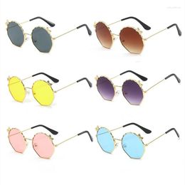 Sunglasses Children Bowknot Polygon Shape Metal Frame Ocean Color Lens Sun Glasses Hippie Cosplay Kids Eyewear For Baby Girls