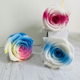 Decorative Flowers B Grade 4-5cm Preserved Colorful Gradual Dazzling Roses Head Floral DIY Flower Arrangement Strawberry Bear Presrved