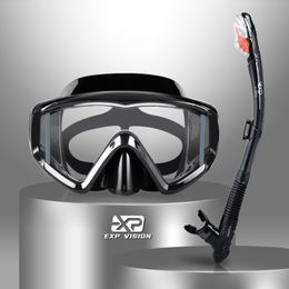 Diving Masks Dry Snorkel Set Pano 3 Window Snorkel Mask AntiFog Scuba Diving Goggles and Snorkel Professional Adult Snorkelling Swim Mask 230515