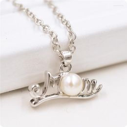 Pendant Necklaces Fashion Female MOM Letter Simulated Pearl Vintage Necklace Choker Chain Jewelry Mother's Day Gift