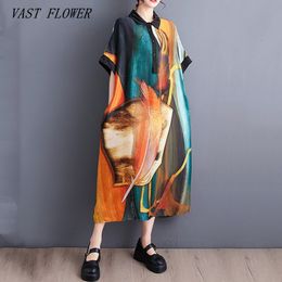 Casual Dresses short sleeve oversized vintage in floral dresses for women casual loose long summer dress elegant clothing 230517