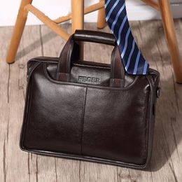 Briefcases 2023 Fashion Genuine Leather Men Bag Shoulder Messenger Bags Causal Handbag Laptop Briefcase Male