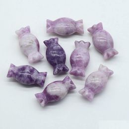 Loose Gemstones Natural Candy Figurine Stones Reiki Healing Lepidolite Colour Quartz Hand Carved Sweets For Halloween Christmas Gift Dhv2D