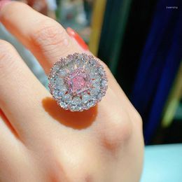 Wedding Rings Astuyo Wish Fashion Women Ring Fancy Pink Zirconia Engagement Proposal Princess Sharp For Female Gift