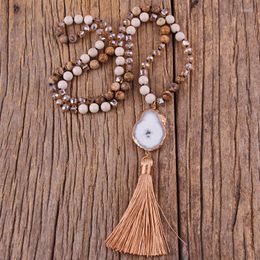 Pendant Necklaces MD Fashion Bohemian Jewelry Accessory Natural Stones Knotted Links Stone Tassel Women Gift