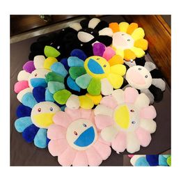 Cushion/Decorative Pillow Decorative Kawaii Smile Sunshine Flower Plush Toys Stuffed Soft Doll Cat Pet Sofa Cushion Mat Home Car Dec Dhvop