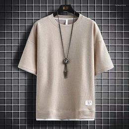 Men's T Shirts Simple Waffle Check Summer Men T-Shirts Anti-Wrinkle Quick Dry Comfortable Loose Casual Solid Color Luxury Tops Tees