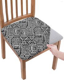 Chair Covers Ethnic Geometric Black White Seat Cushion Stretch Dining 2pcs Cover Slipcovers For Home El Banquet Living Room
