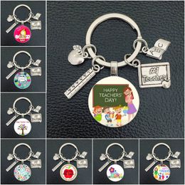 New Thank You Teacher Keychain Fashion Art Thanksgiving Teacher Education Pendant Keychain Teacher'S Day Car Bag Pendant Gift