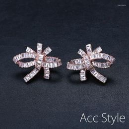 Stud Earrings Clear White Stone Rose Gold-Color Micro Pave Setting ACC Design For Women JC512043E