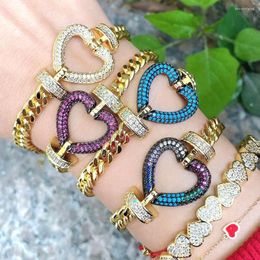 Link Bracelets 5Pcs Multicolor Micro Pave Charm Bracelet Fashion Clasp Lip Heart Star Connector Luxury