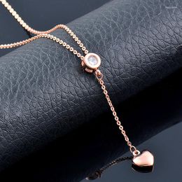 Pendant Necklaces SINLEERY Fashion Round Cubic Zircon Heart Pendants Necklace For Women Rose Gold Color Chain Jewelry Wedding Accessories