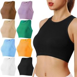 Camisoles & Tanks Women's 1 Piece Crop Tank Tops Ribbed Seamless Workout Sleeveless Shirts Racerback Camisole Set